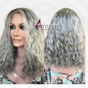 “Elena” Gray/Silver Luxury Slavic Curly Wig M