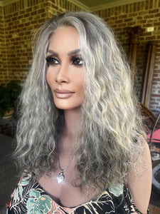 “Elena” Gray/Silver Luxury Slavic Curly Wig M