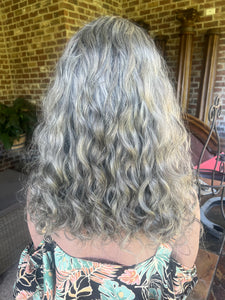 “Elena” Gray/Silver Luxury Slavic Curly Wig M