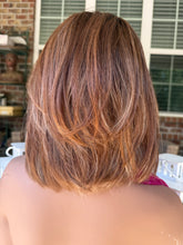 Load image into Gallery viewer, “Susan” Luxury Mongolian “Copper Spice” Bob w/bangs 6x6 Closure Lace Wig