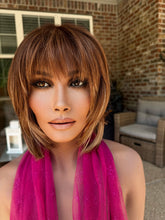 Load image into Gallery viewer, “Susan” Luxury Mongolian “Copper Spice” Bob w/bangs 6x6 Closure Lace Wig